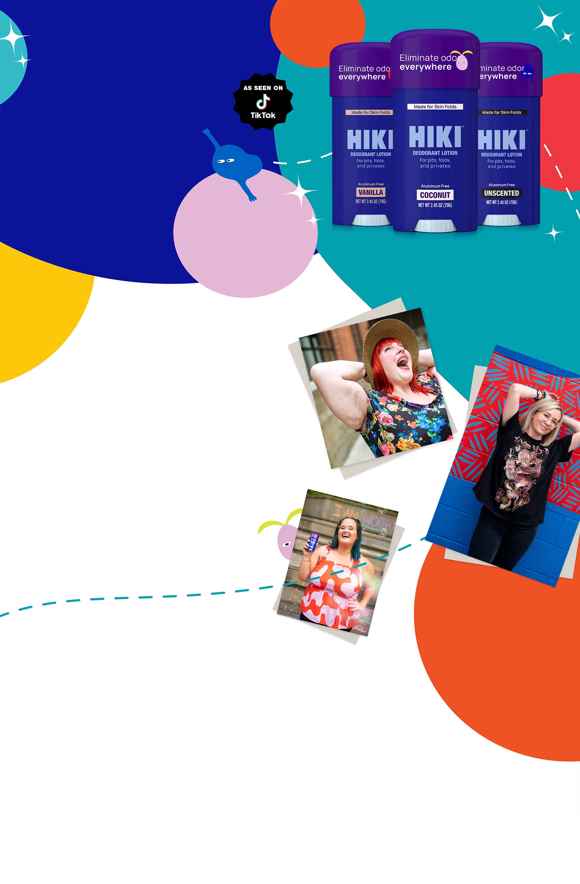 Colorful bubbles and HIKI sticks and HIKI users looking happy